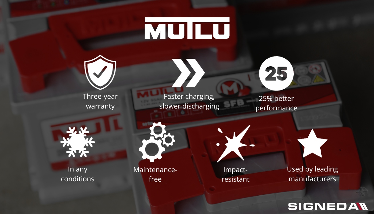 Signeda, Mutlu, Mutlu akumuliatoriai, akumuliatoriai, Mutlu baterijos, Mutlu automobilių akumuliatoriai